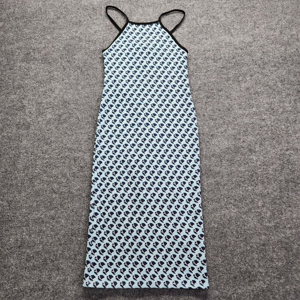 Zara Blue Knit Jacquard Y2K Midi Tank Dress Bodycon Sleeveless Blue size XS - Picture 2 of 12